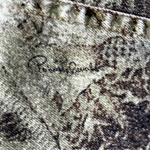 Roberto Cavalli Rare Pattern Vintage Baroque Print Metallic Bootcut Jean… - Picture 6 of 12